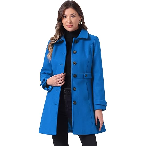 Amazon.com: TONCHENGSD Women's Notched Lapel Wool Blend Solid Long